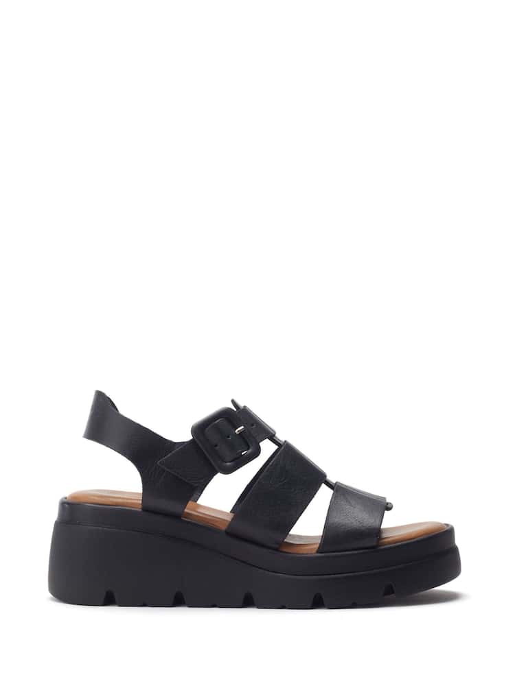 Moda in Pelle Black Stathes Leather Wedge Fisherman Sandals - Image 1 of 4 Moda in Pelle Black Stathes Leather Wedge Fisherman Sandals - Image 1 of 4