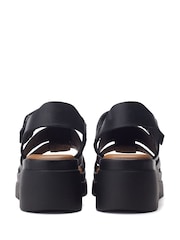 Moda in Pelle Black Stathes Leather Wedge Fisherman Sandals - Image 3 of 4
