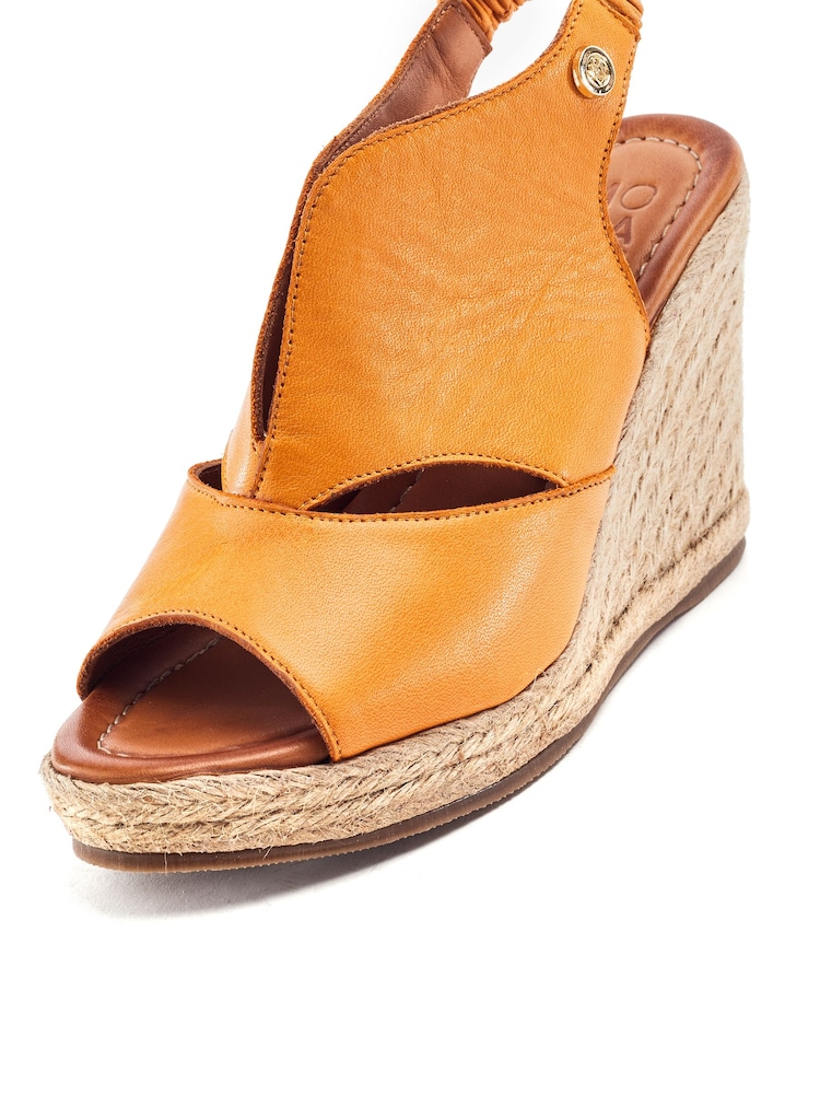 Moda in Pelle Orange Keerah Leather Peep Toe Raffia Wedge Sandals - Image 2 of 2 Moda in Pelle Orange Keerah Leather Peep Toe Raffia Wedge Sandals - Image 2 of 2