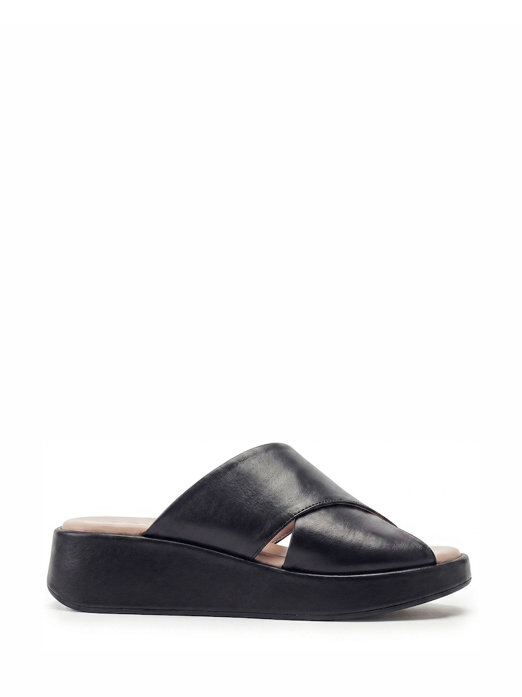 Moda in Pelle Black Shoon Grange Leather Crossover Mule - Image 1 of 3