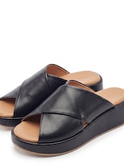 Moda in Pelle Black Shoon Grange Leather Crossover Mule - Image 2 of 3