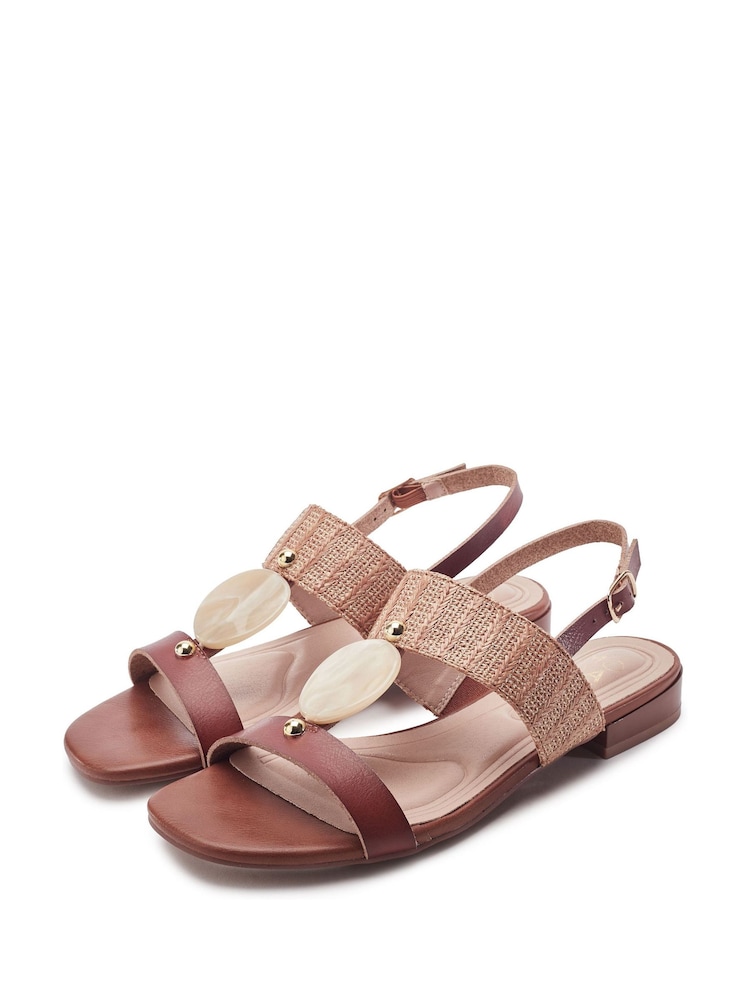 Marrón - Sandalias planas con piedras semipreciosas Lexia de Moda in Pelle - Imagen 2 de 4 Marrón - Sandalias planas con piedras semipreciosas Lexia de Moda in Pelle - Imagen 2 de 4