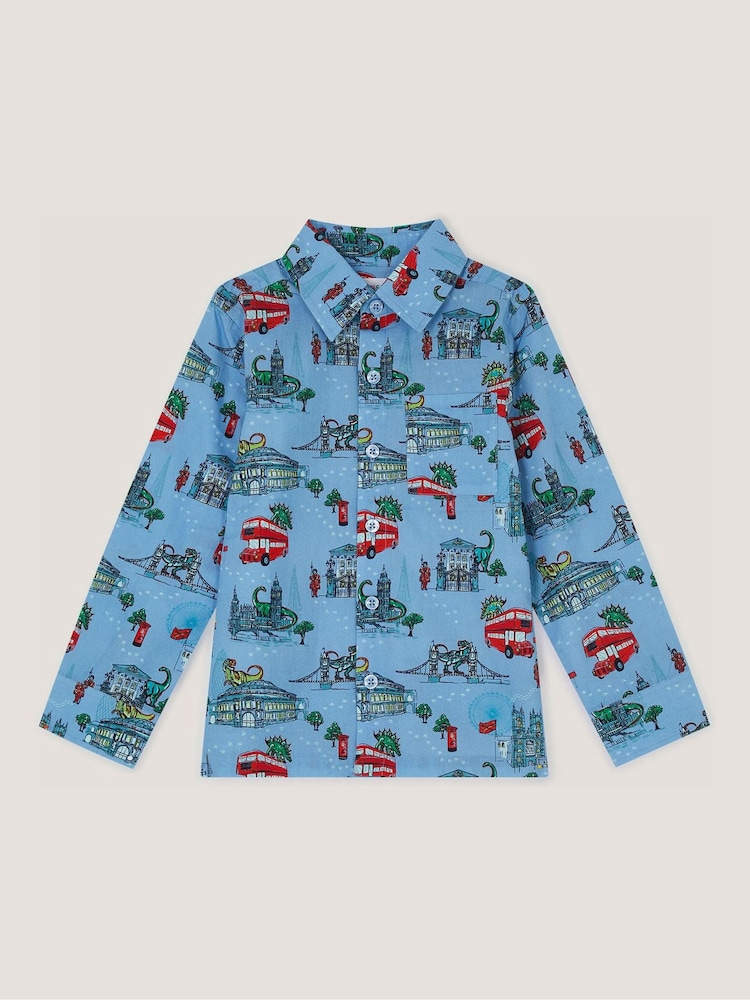 Monsoon Blue London Print Shirt - Image 1 of 2 Monsoon Blue London Print Shirt - Image 1 of 2