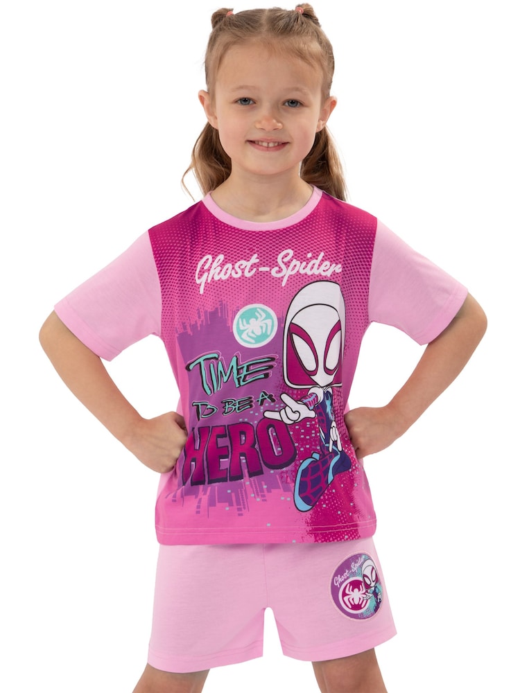 Character Pink Marvel Spidey And His Amazing Friends Short Sleeve Pyjamas - Image 2 of 11 Character Pink Marvel Spidey And His Amazing Friends Short Sleeve Pyjamas - Image 2 of 11