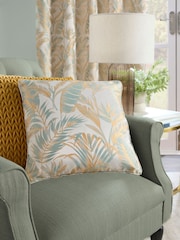 Laurence Llewelyn-Bowen Duck Egg Paradise Palm Jacquard Filled Cushion - Image 1 of 3
