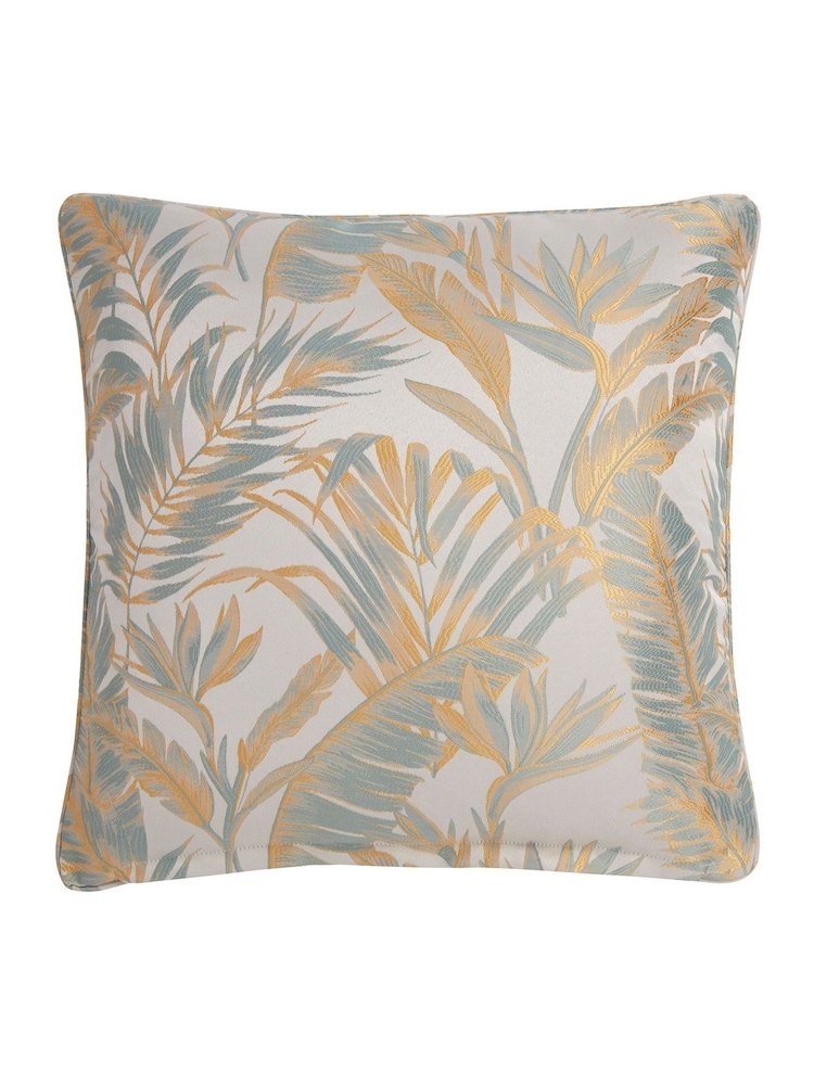 Laurence Llewelyn-Bowen Duck Egg Paradise Palm Jacquard Filled Cushion - Image 2 of 3