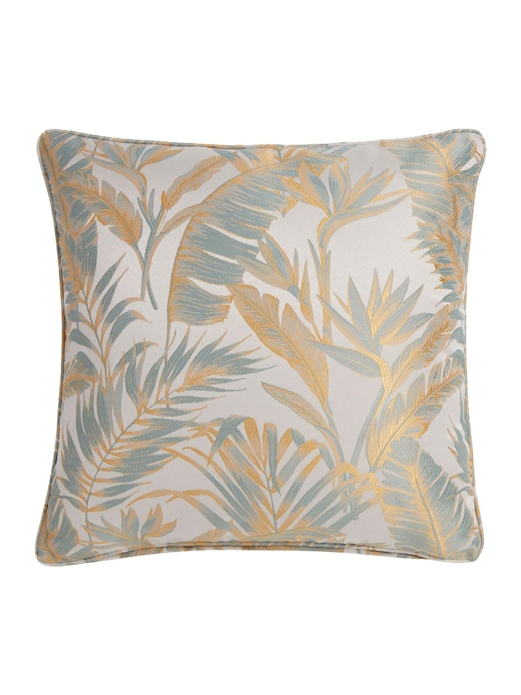 Laurence Llewelyn-Bowen Duck Egg Paradise Palm Jacquard Filled Cushion - Image 3 of 3