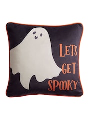 Bedlam Grey Spooky Ghosts Velvet Filled Cushion - Image 1 of 2