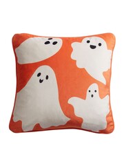 Bedlam Grey Spooky Ghosts Velvet Filled Cushion - Image 2 of 2