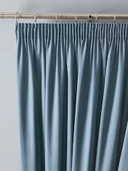 Fusion Light Blue Galaxy Dim Out Woven Pair of Pencil Pleat Curtains - Image 1 of 4