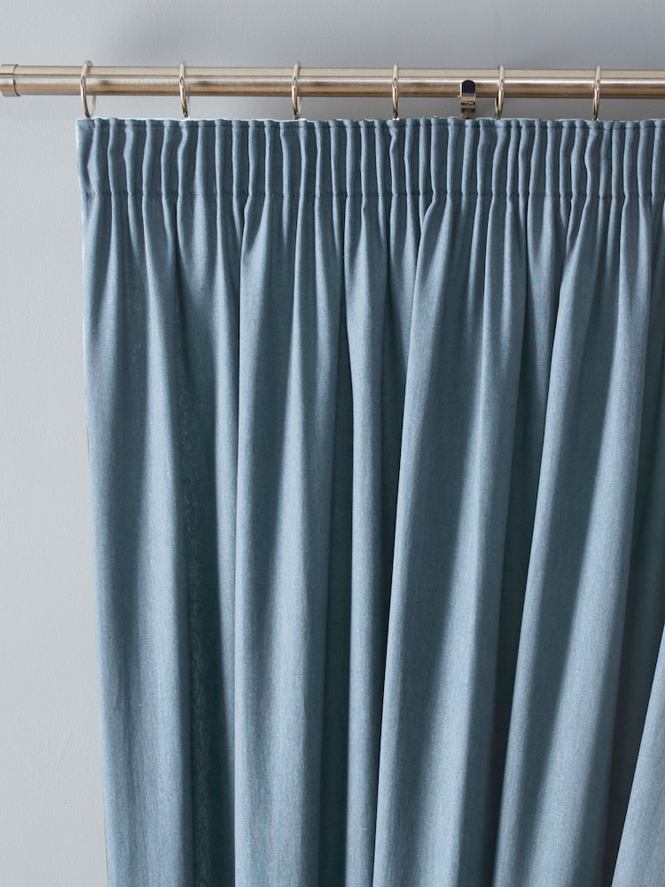 Fusion Light Blue Galaxy Dim Out Woven Pair of Pencil Pleat Curtains - Image 1 of 4
