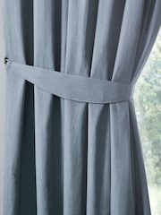 Fusion Light Blue Galaxy Dim Out Woven Pair of Pencil Pleat Curtains - Image 3 of 4