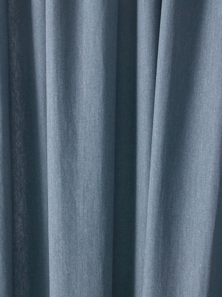 Fusion Light Blue Galaxy Dim Out Woven Pair of Pencil Pleat Curtains - Image 4 of 4