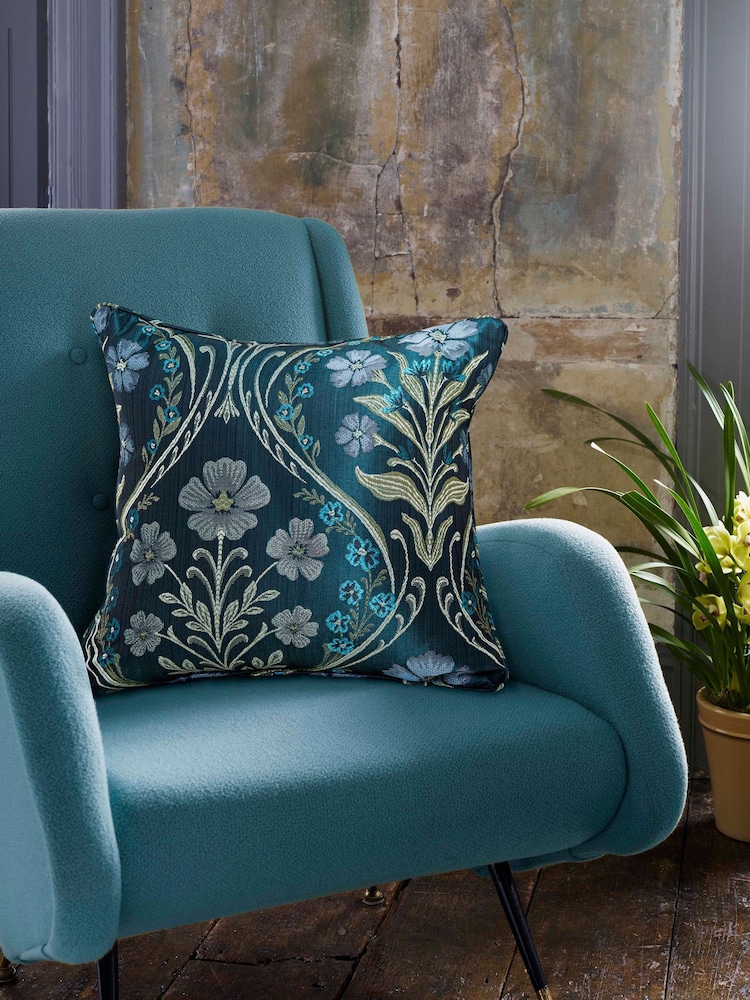 Curtina Navy Estelle Woven Filled Cushion - Image 2 of 3