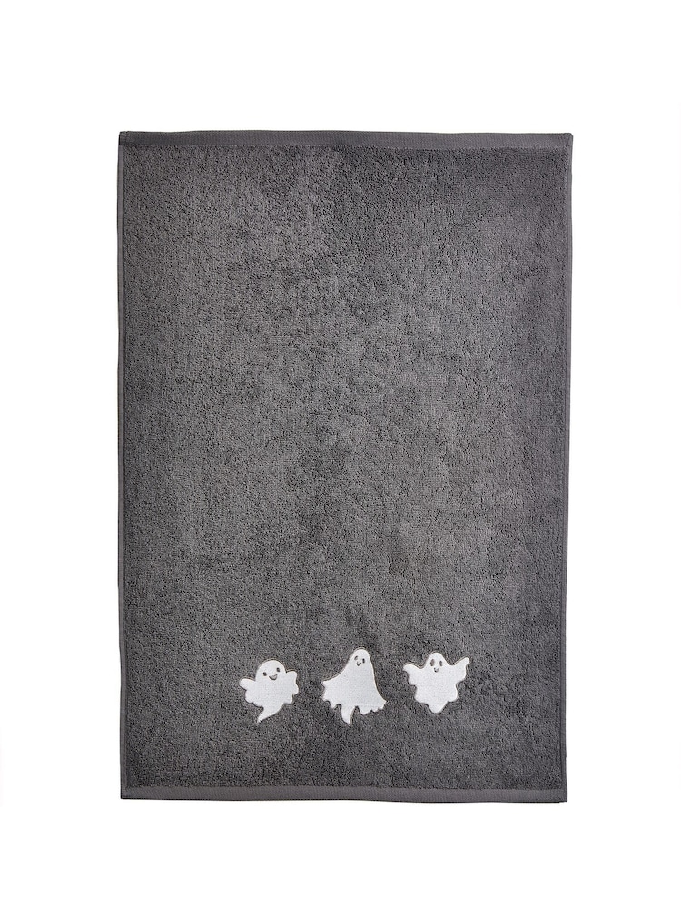 Fusion Grey Spooky Ghosts 100% Cotton Hand Towels 2 Pack - Image 2 of 3