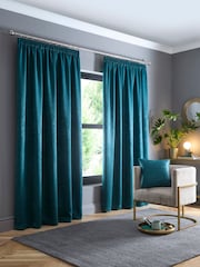 Fusion Forest Green Galaxy Room Darkening Woven Pair of Pencil Pleat Curtains - Image 2 of 3