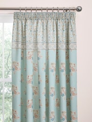 Dreams & Drapes Lorena Patchwork Lined Pair of Pencil Pleat Curtains with TieBacks - Image 2 of 4