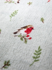Dreams & Drapes Duck Egg Winter Robin Plush Duvet Cover Set - Image 3 of 4