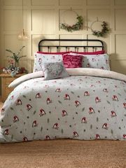 Dreams & Drapes Duck Egg Winter Robin Plush Duvet Cover Set - Image 4 of 4