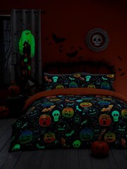 Bedlam Black Scary Pumpkins Glow in the Dark Duvet Cover Set - Image 2 of 4