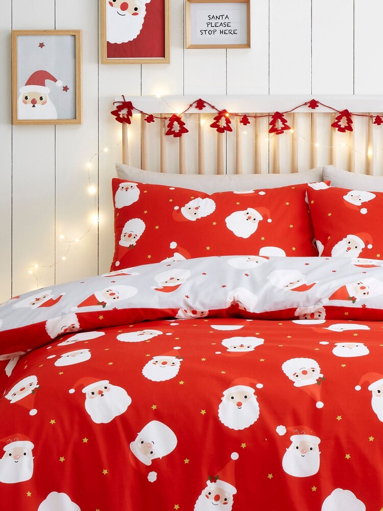 Fusion Red Happy Santa Easy Care Duvet Cover Set - Image 2 of 5