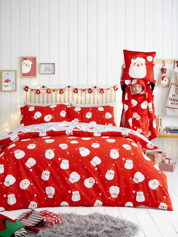 Fusion Red Happy Santa Easy Care Duvet Cover Set - Image 5 of 5