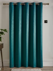 Fusion Strata Room Darkening Woven Eyelet Single Door Curtains - Image 2 of 2