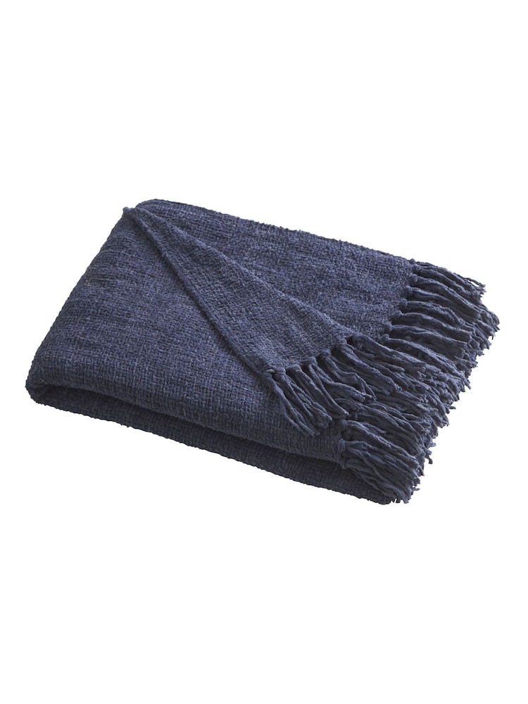 Appletree Navy Chenille Textured Bedspread - Image 2 of 3