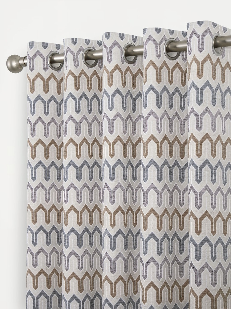 Curtina Natural Arcadia Chenille Pair of Eyelet Curtains - Image 1 of 4