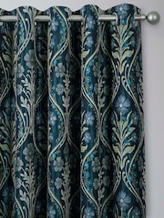 Curtina Navy Estelle Woven Pair of Eyelet Curtains - Image 1 of 4
