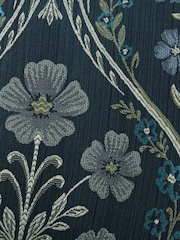 Curtina Navy Estelle Woven Pair of Eyelet Curtains - Image 4 of 4