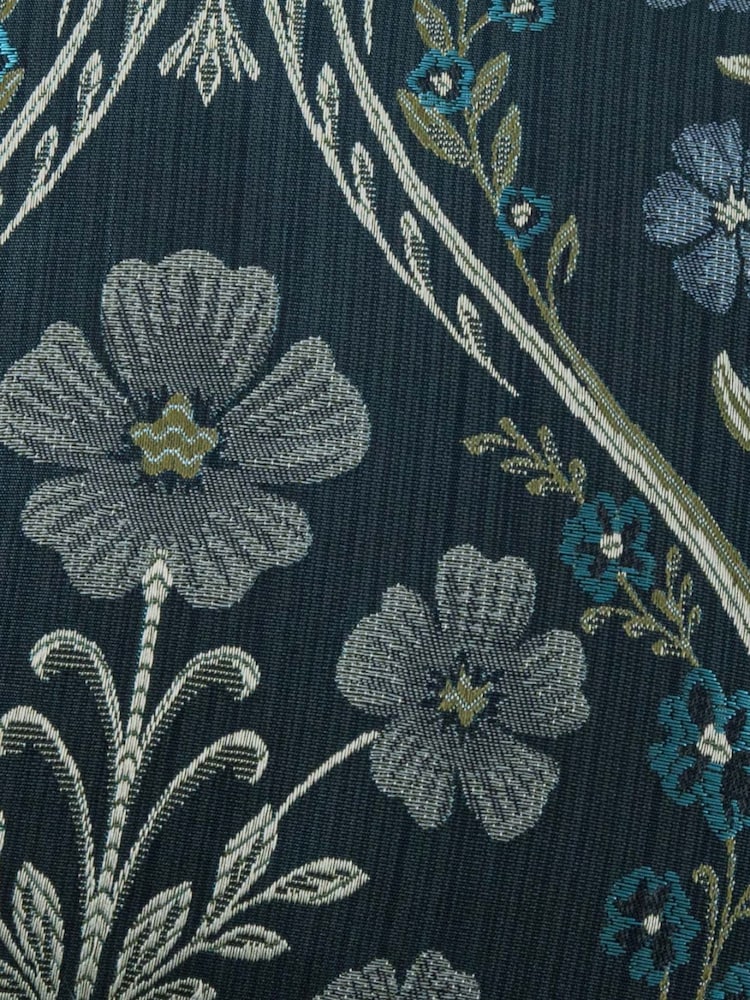 Curtina Navy Estelle Woven Pair of Eyelet Curtains - Image 4 of 4