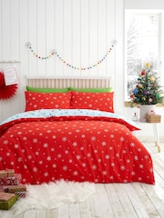 Fusion Duck Egg Christmas Snowman Easy Care Duvet Cover Set - Image 4 of 4