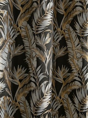 Laurence Llewelyn-Bowen Black Paradise Palm Jacquard Pair of Eyelet Curtains - Image 3 of 3