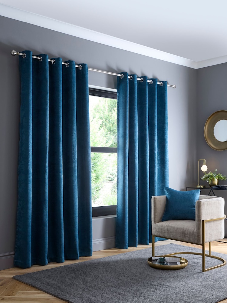 Fusion Strata Room Darkening Woven Pair of Eyelet Curtains - Image 1 of 3