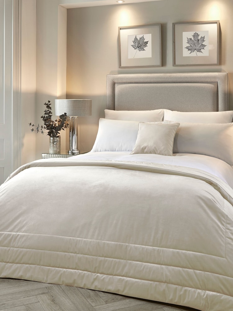 Laurence Llewelyn-Bowen Ivory Velvet Chic Bedspread - Image 1 of 3