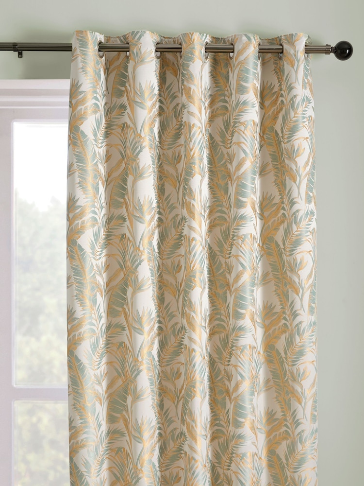 Laurence Llewelyn-Bowen Paradise Palm Jacquard Pair of Eyelet Curtains - Imagem 1 de 3