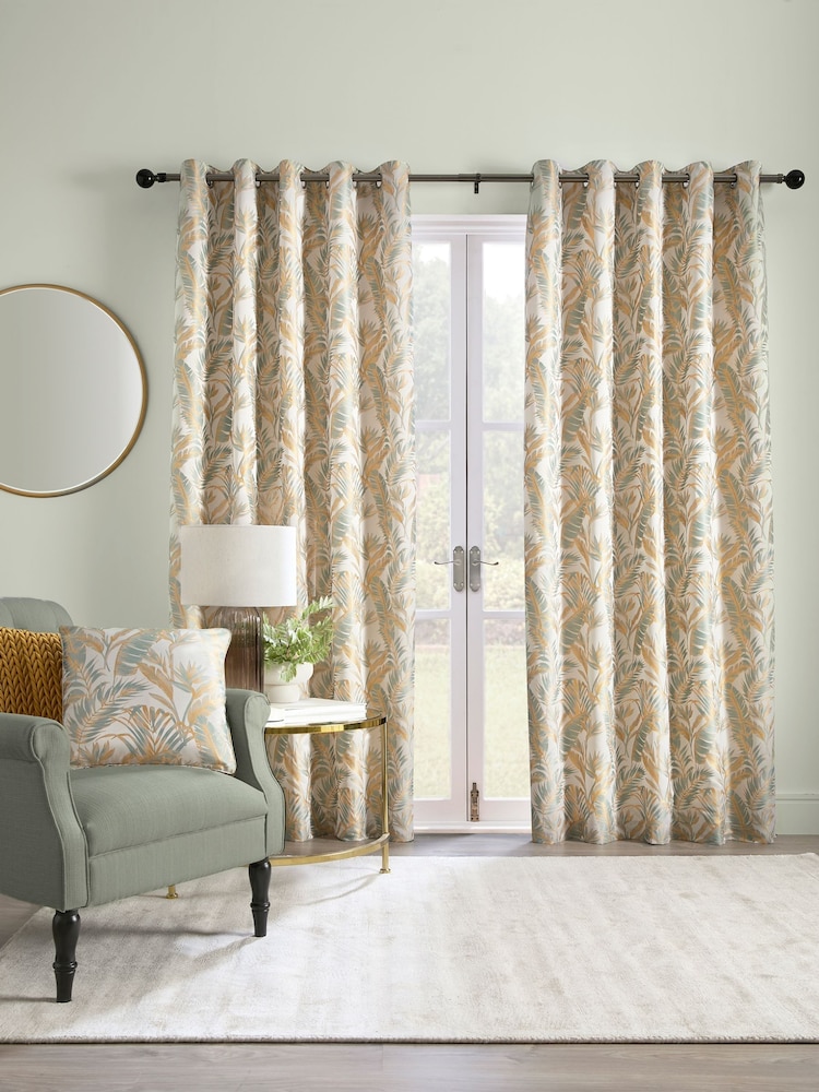Laurence Llewelyn-Bowen Paradise Palm Jacquard Pair of Eyelet Curtains - Imagem 2 de 3