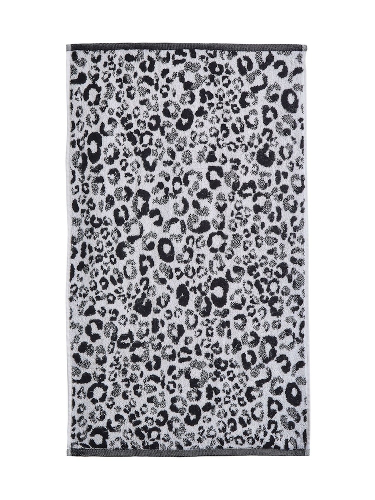 Fusion Black Animal Print Jacquard Bath 100% Cotton Towel - Image 3 of 3