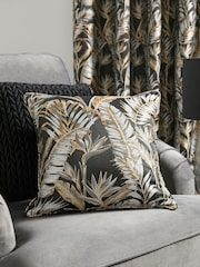 Laurence Llewelyn-Bowen Black Paradise Palm Jacquard Filled Cushion - Image 1 of 3