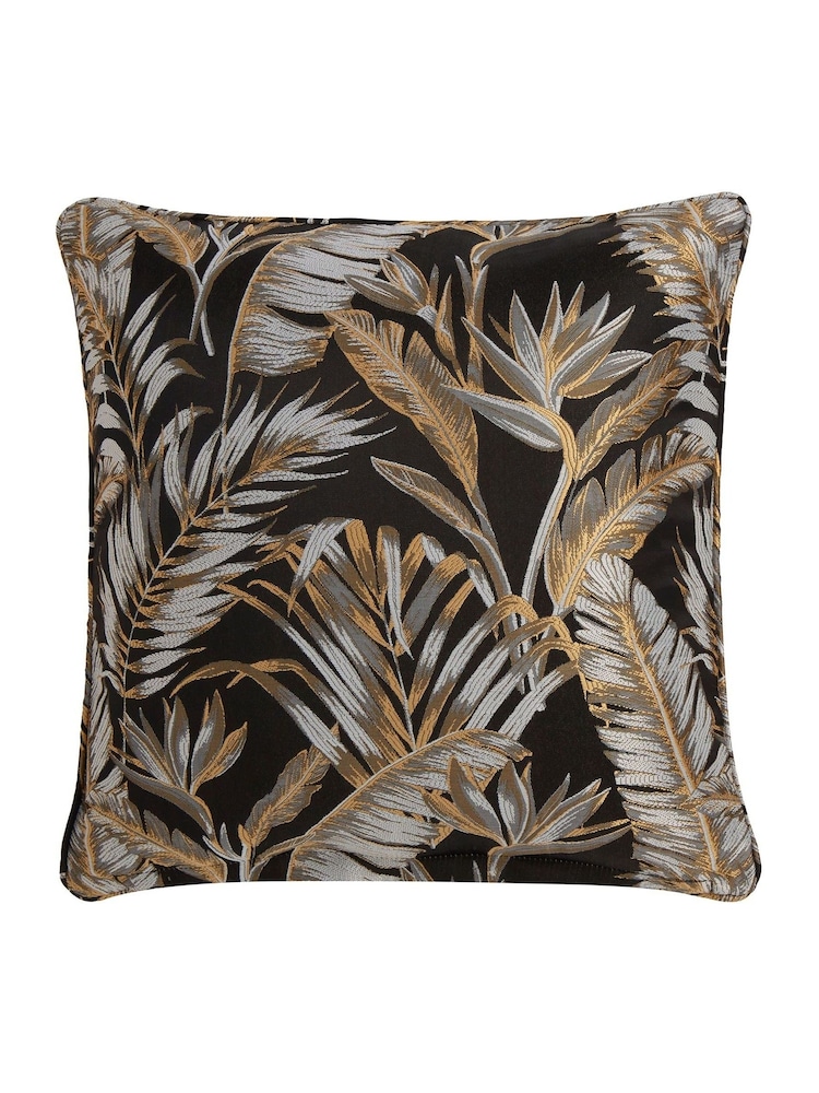 Laurence Llewelyn-Bowen Black Paradise Palm Jacquard Filled Cushion - Image 2 of 3