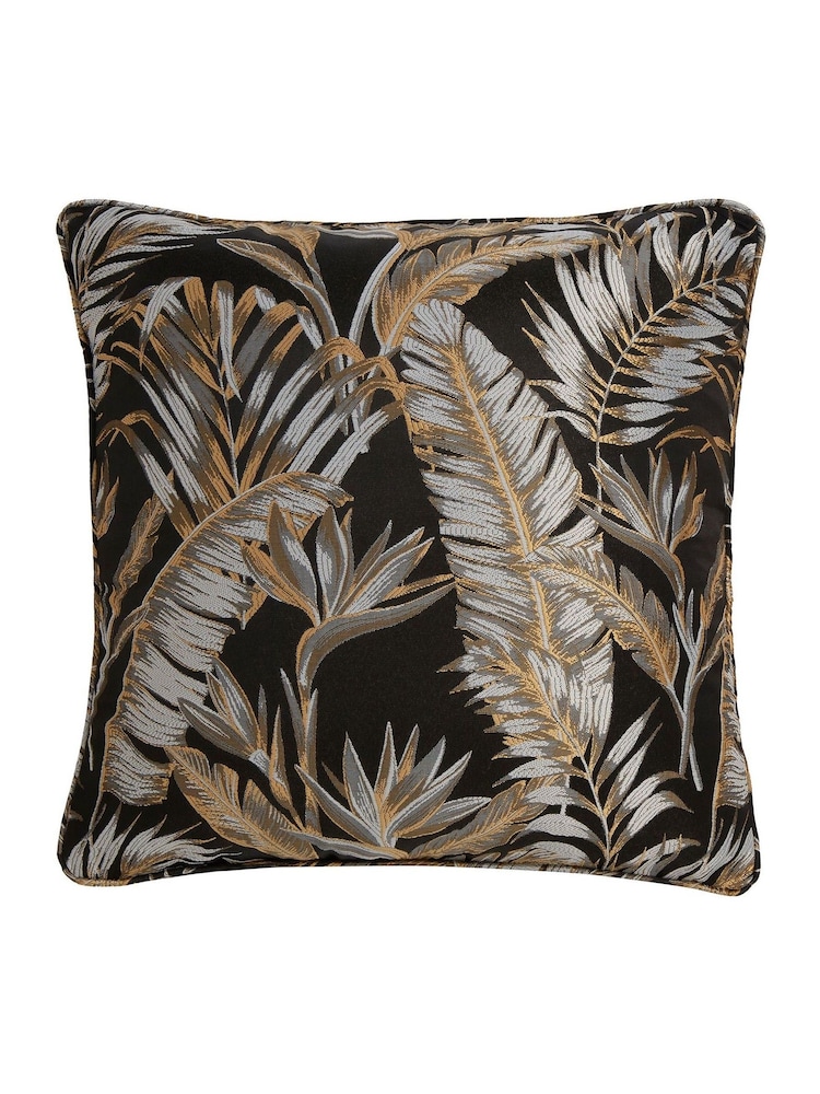 Laurence Llewelyn-Bowen Black Paradise Palm Jacquard Filled Cushion - Image 3 of 3