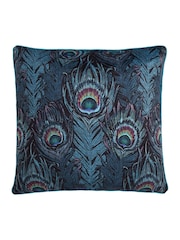 Laurence Llewelyn-Bowen Teal Dandy Peacock Jacquard Filled Cushion - Image 2 of 3