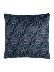 Laurence Llewelyn-Bowen Teal Dandy Peacock Jacquard Filled Cushion - Image 3 of 3