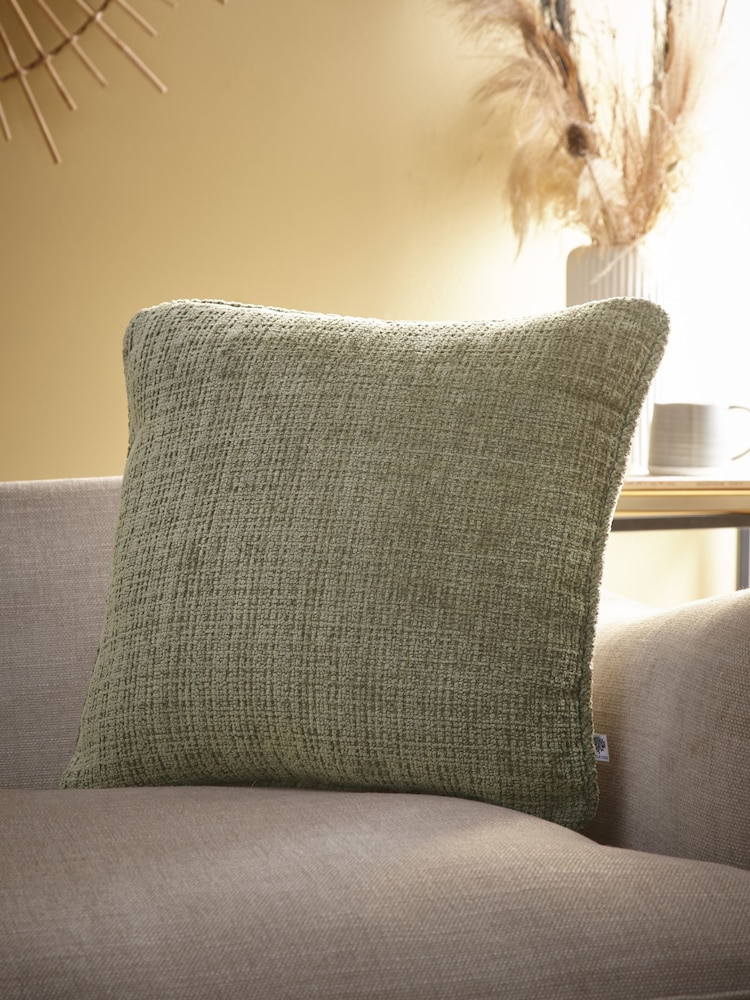 Appletree Green Alba Textured Chenille Filled Cushion - Image 1 of 4