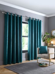 Fusion Strata Room Darkening Woven Pair of Eyelet Curtains - Image 1 of 3