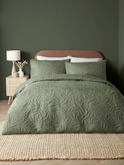 Serene Dark Green Luana quilted Duvet Cover Set - Image 1 of 4