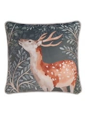 Dreams & Drapes Green Forest Animals Velvet Filled Cushion - Image 2 of 4