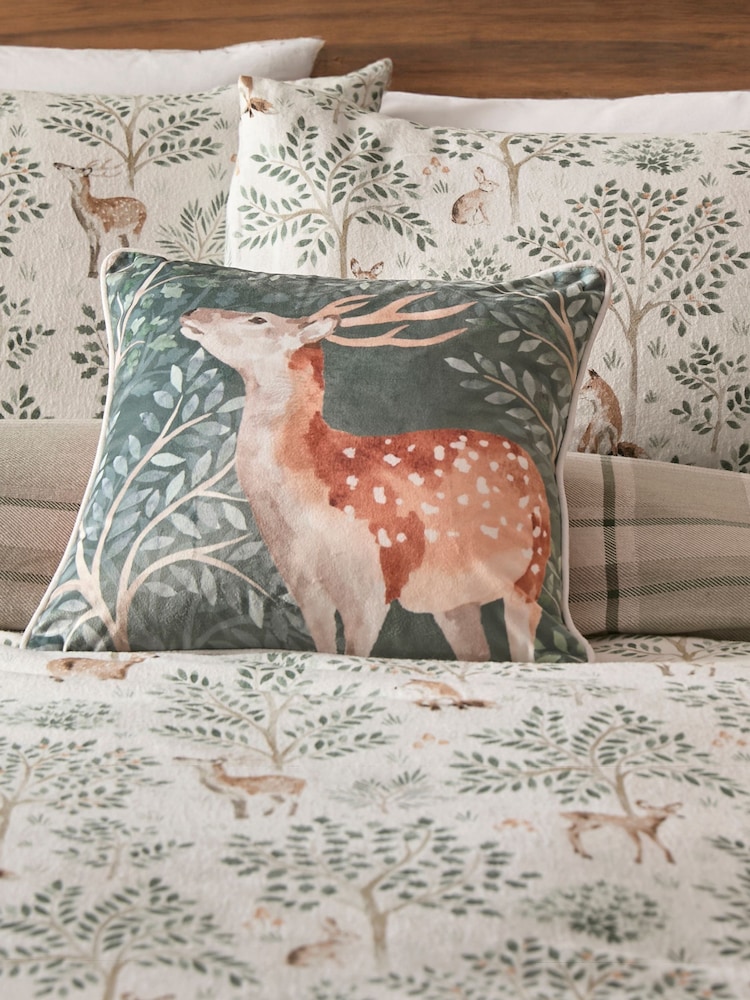 Dreams & Drapes Green Forest Animals Velvet Filled Cushion - Image 4 of 4