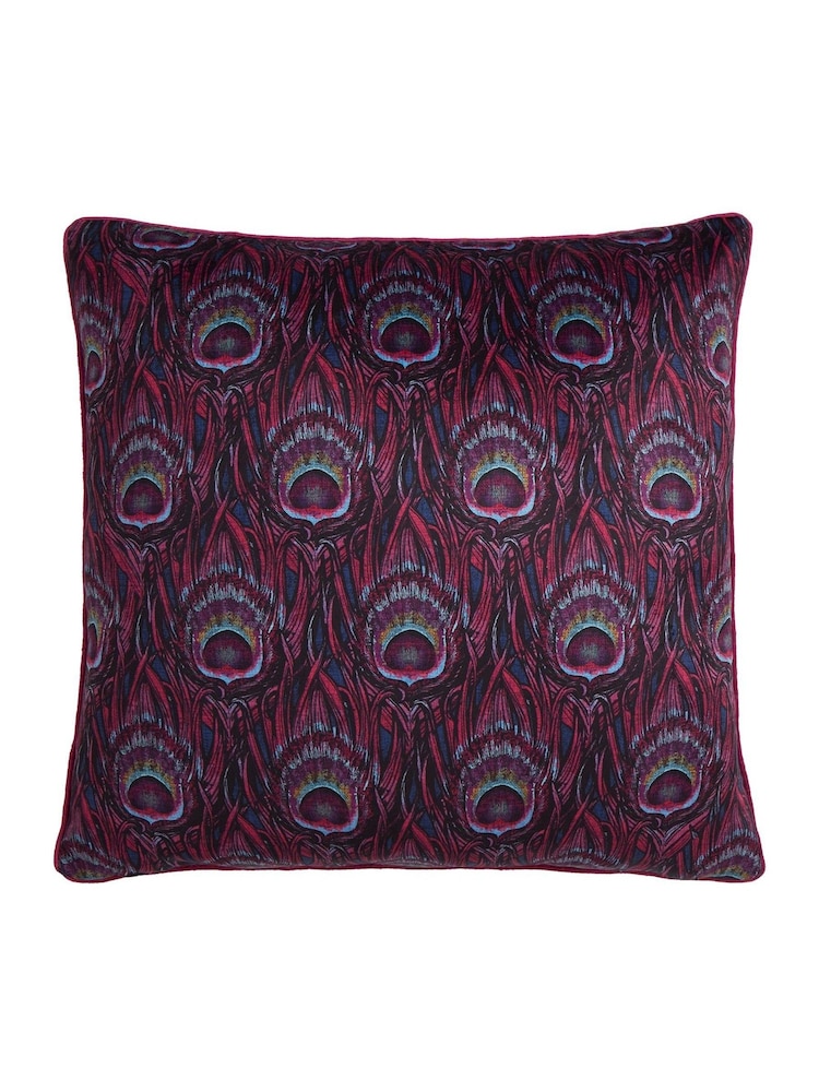 Laurence Llewelyn-Bowen Plum Dandy Peacock Jacquard Filled Cushion - Image 3 of 3